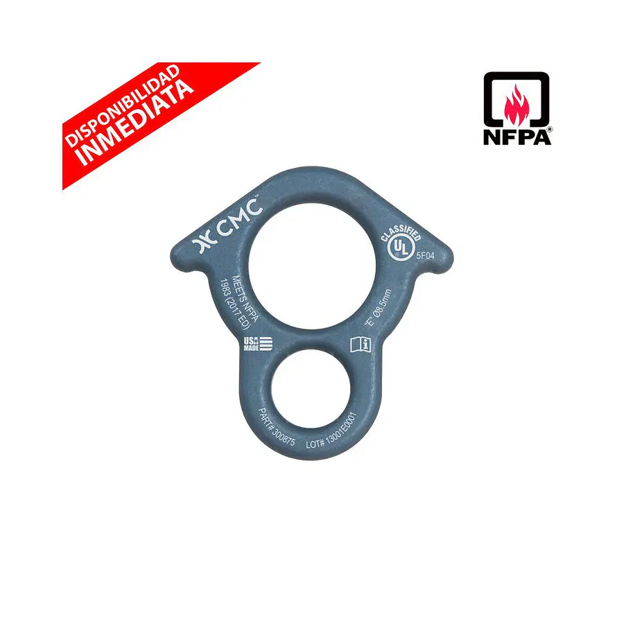 Descendedor – Asegurador tipo 8 Survivor 8 (aluminio) con orejas 8,5mm (NFPA) – CMC Rescue