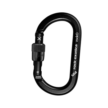 Mosquetón Aluminio Oval Rosca 24kN RockO Screw-Lock (C3-SB) Negro – Rock Exotica