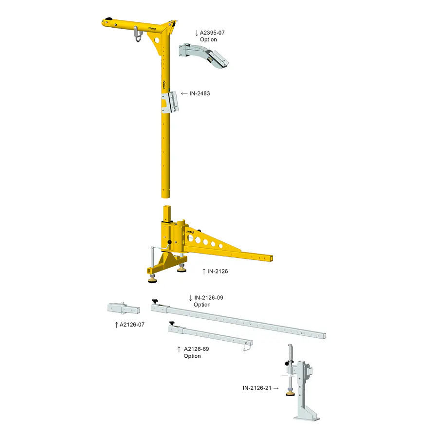 Sistema portátil IN-8007-02 brazo, base T y adaptador remolque (IN-2363 + IN-2126 + A2126-21) – Xtirpa