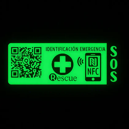 Identificador de emergencia Fluorescente QR-NFC – QRescueID