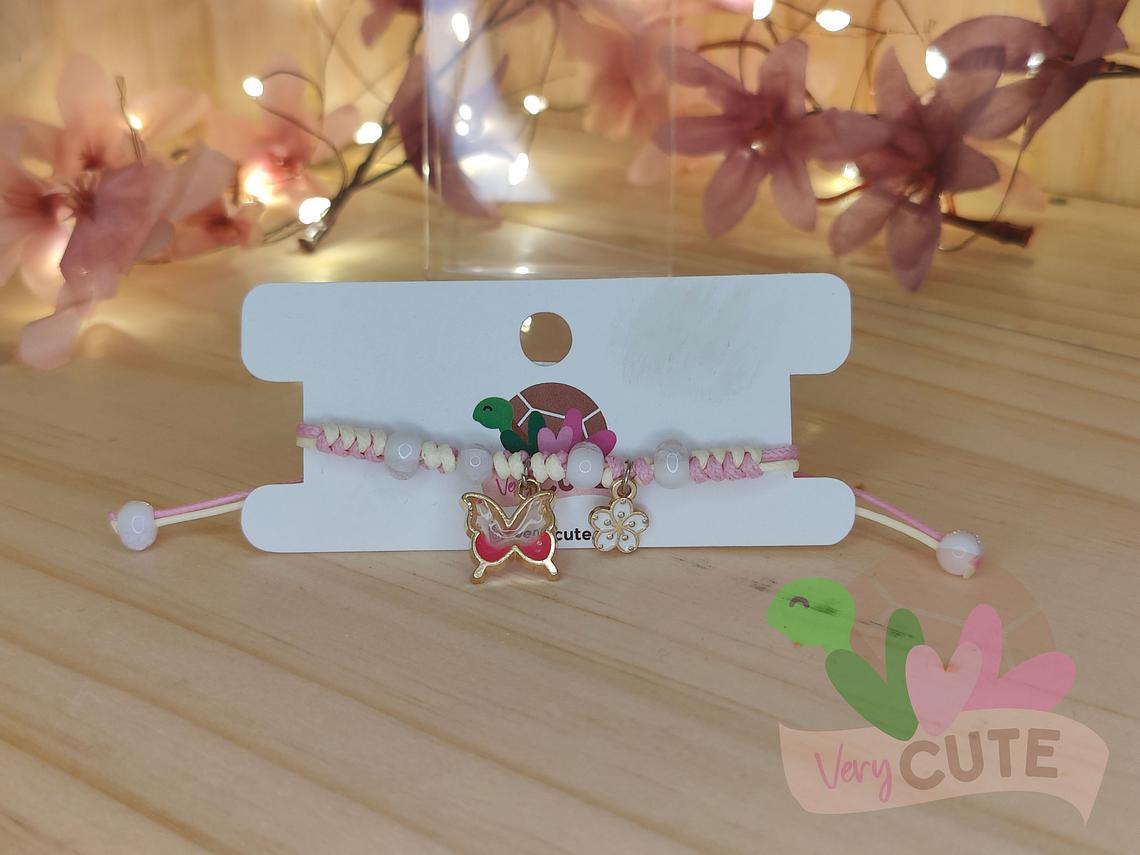 Pulsera Tejida - Cuentas y Mariposa 2