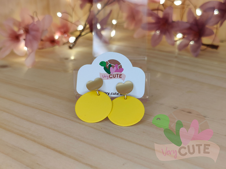 Aros Circulo Colores y Corazón Dorado 1