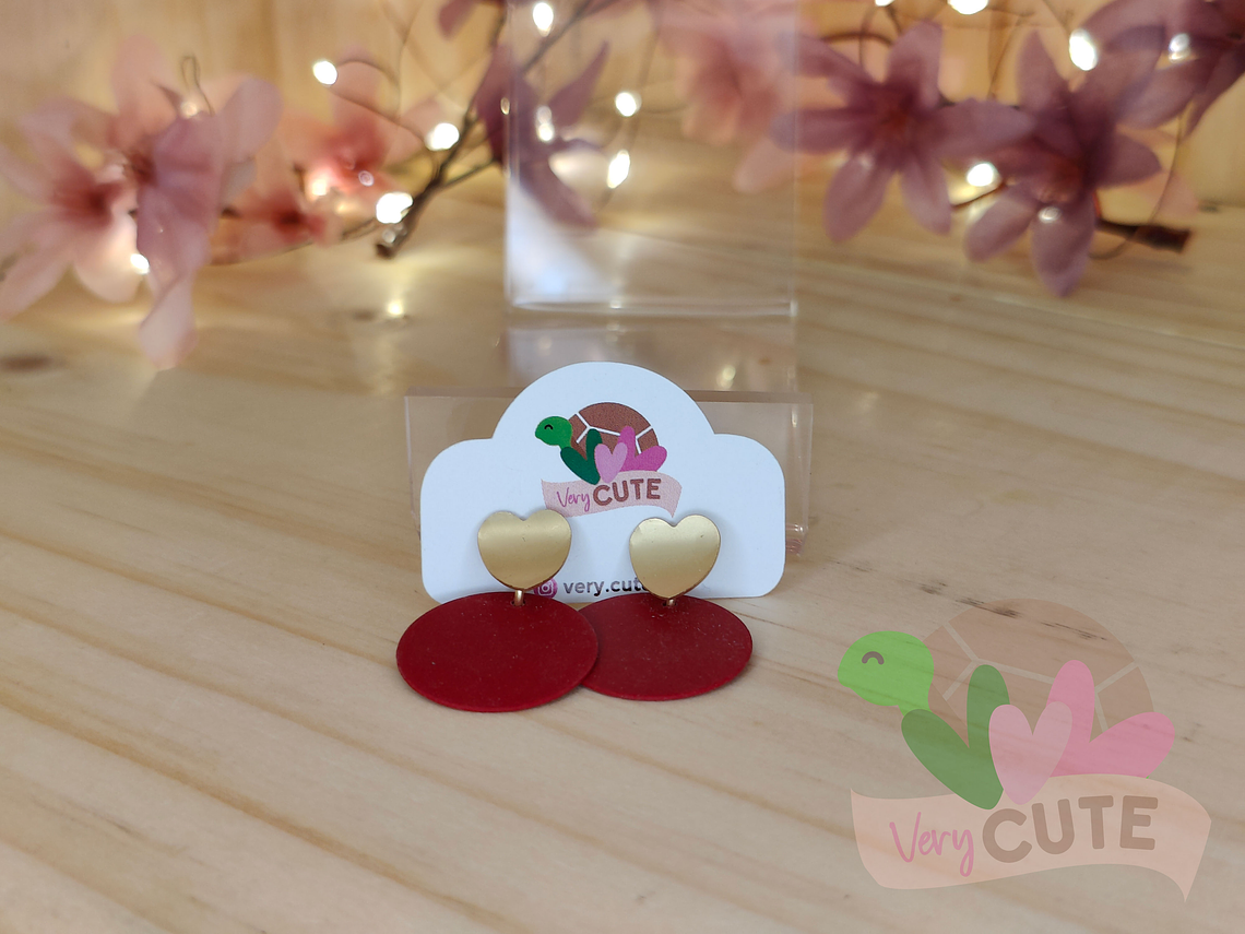 Aros Circulo Colores y Corazón Dorado 2