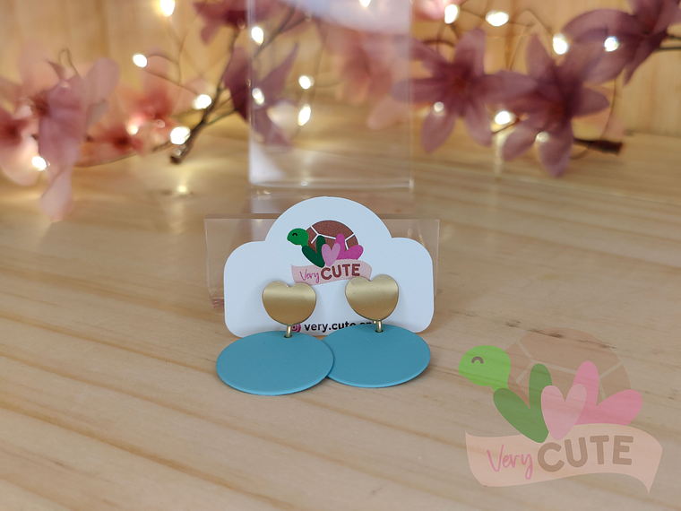 Aros Circulo Colores y Corazón Dorado 3