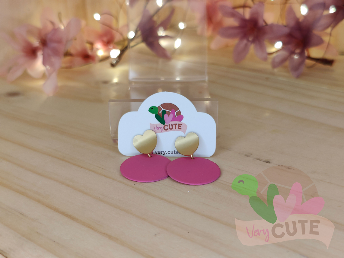 Aros Circulo Colores y Corazón Dorado 5