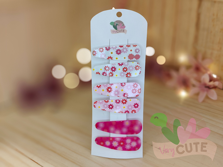 Set 3 Pares Pinza Pelo Diseño Flor 1