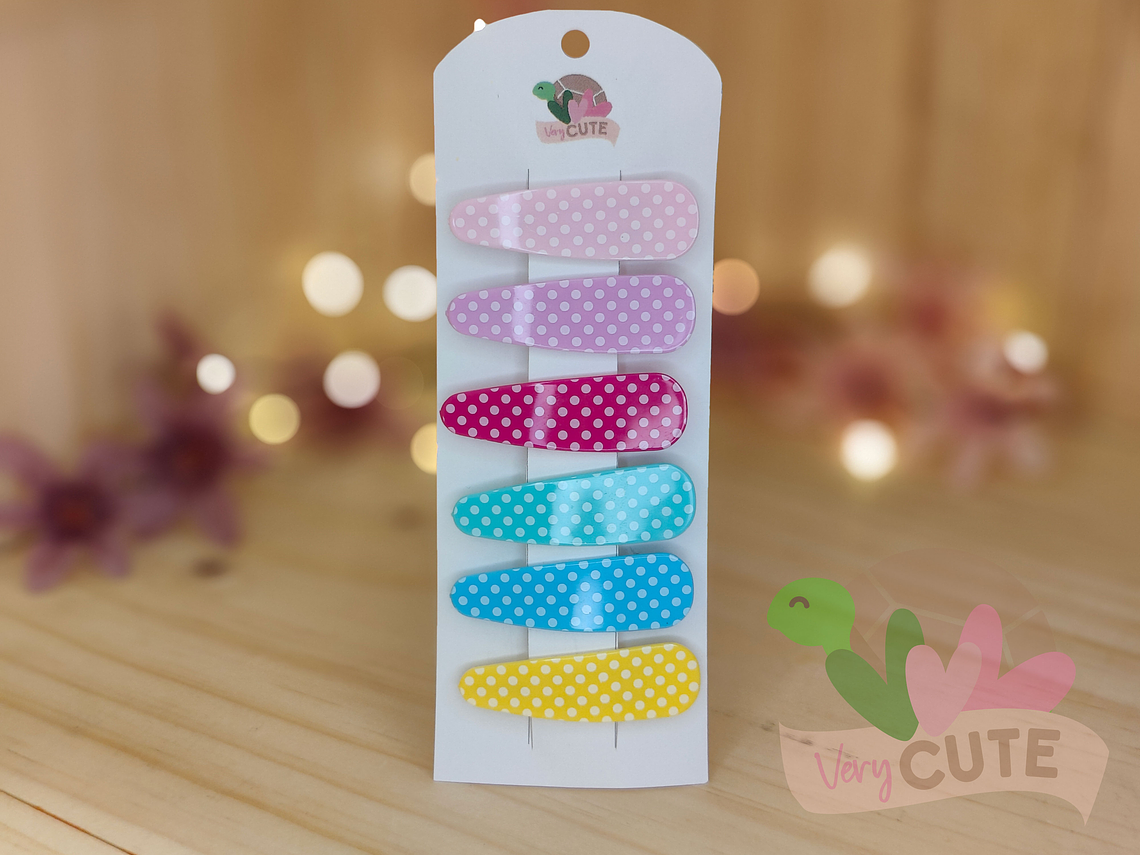 Set 6 Pinzas Pelo Diseño Lunares 1