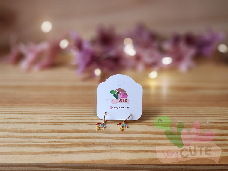 Aros Colgante Esmaltados Diseños Corazón & Arcoíris  3