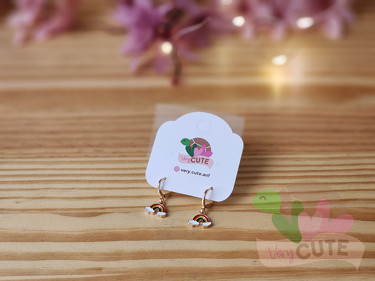 Aros Colgante Esmaltados Diseños Corazón & Arcoíris  5