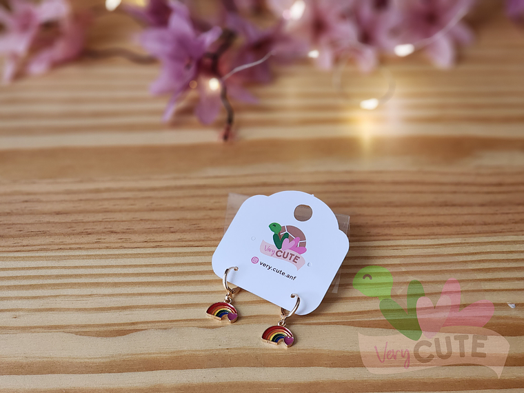 Aros Colgante Esmaltados Diseños Corazón & Arcoíris  6