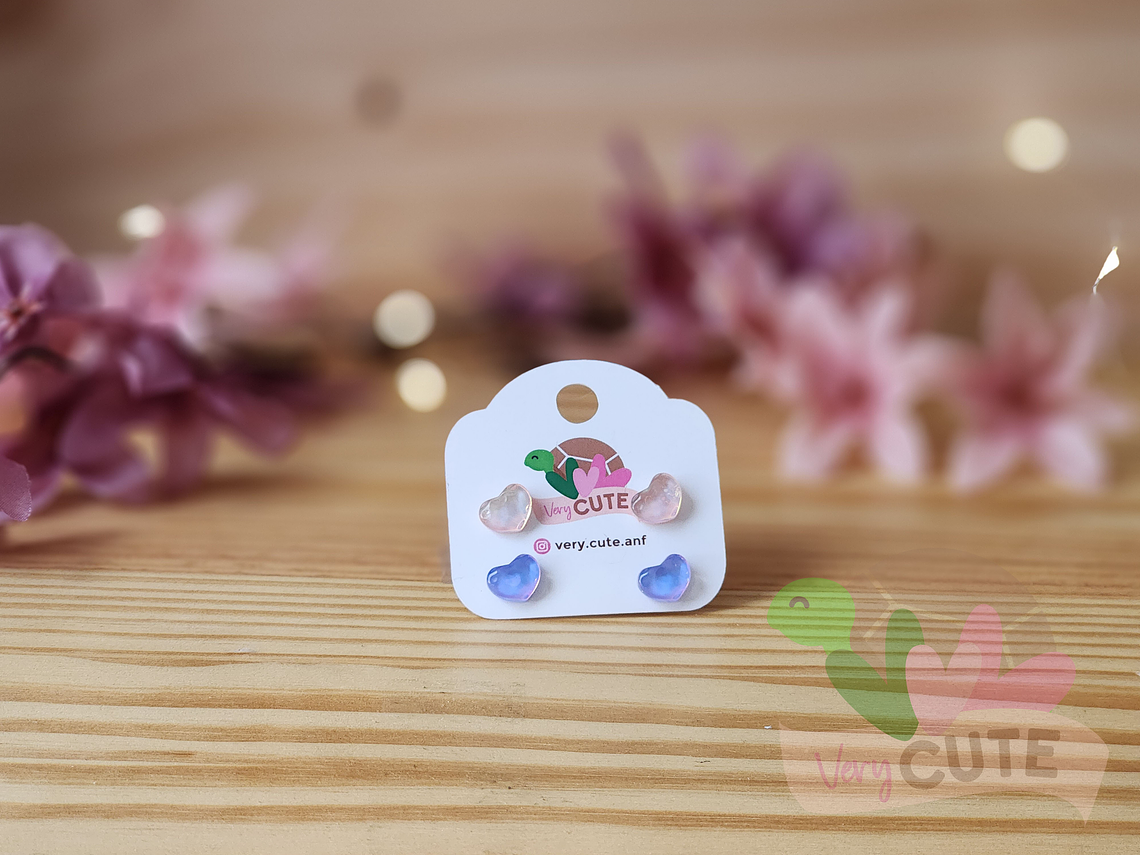 Par aritos Transparencia - Corazón 1