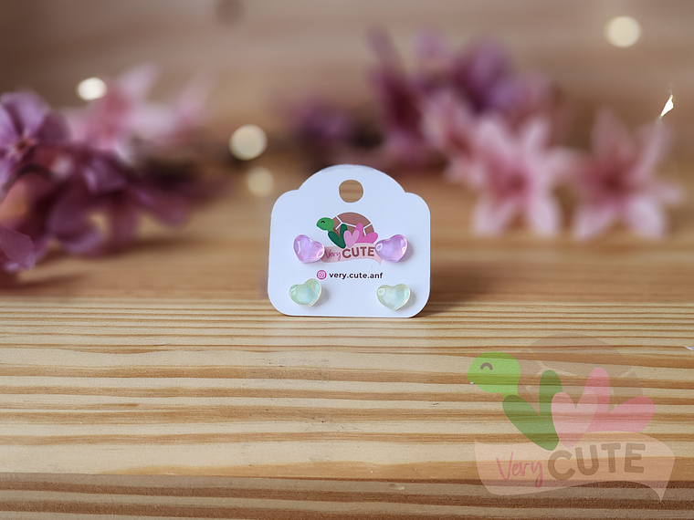 Par aritos Transparencia - Corazón 2