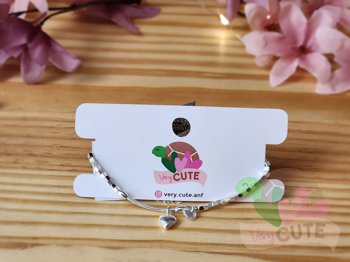 Pulsera Mostacilla Platada - Corazón 1