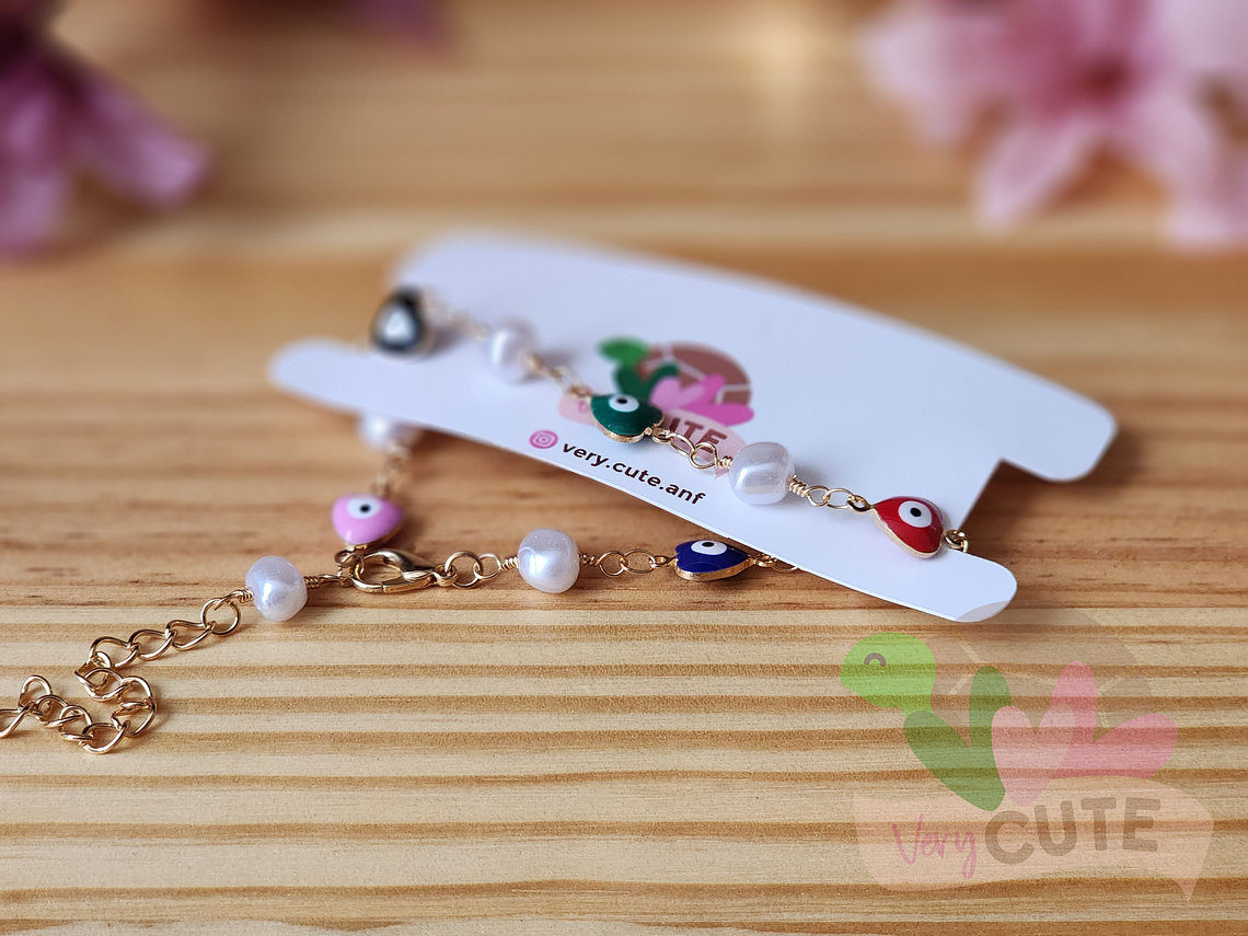 Pulsera Dorada - Corazón Perla 1