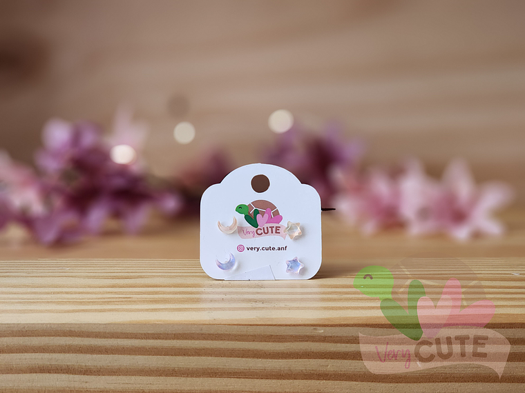 Par aritos Transparencia - Estrella Luna 1