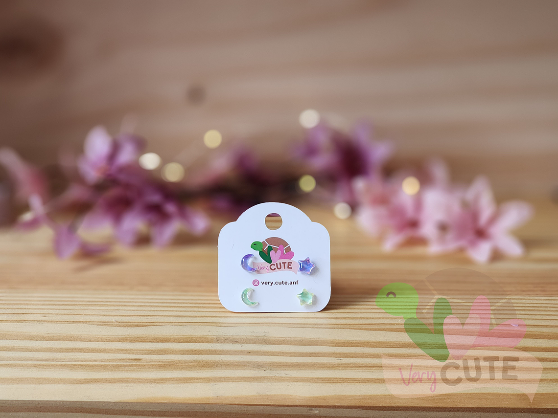 Par aritos Transparencia - Estrella Luna 2