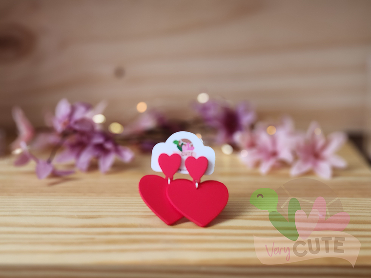 Aros Colgante Corazón - Colores 3