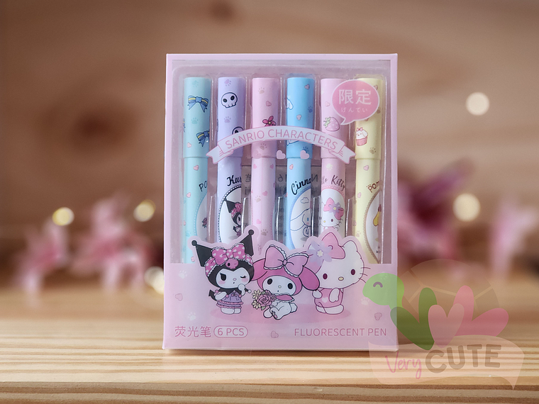 Set Destacadores Fluorescentes Personajes Sanrio 1