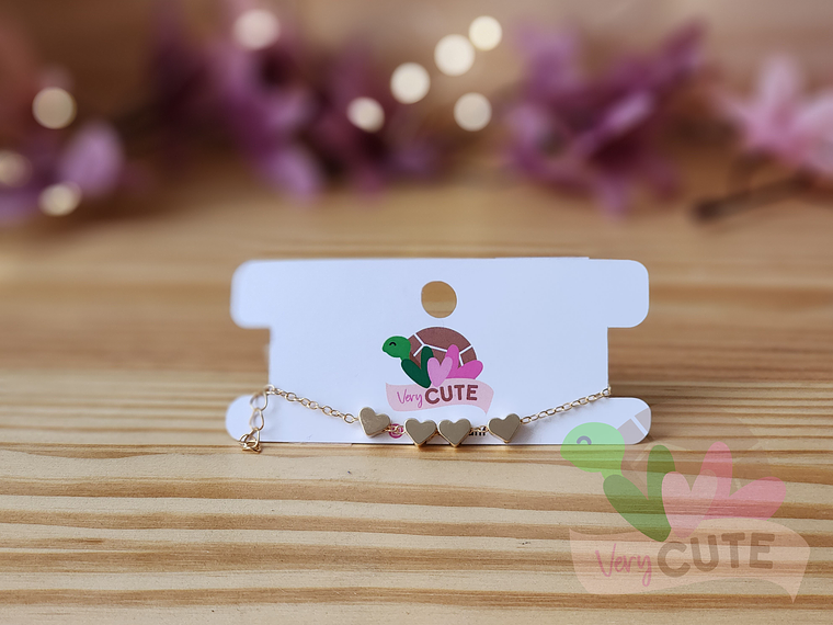Pulsera Dorada - Corazones 1