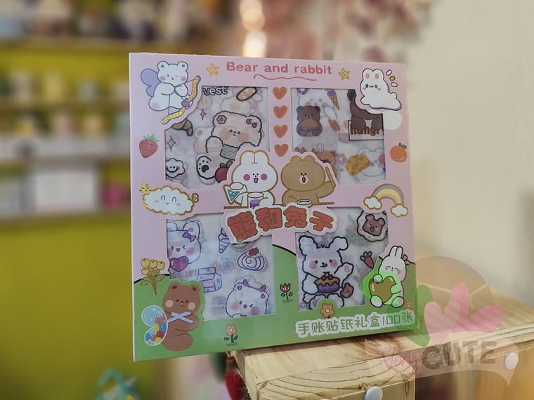 Caja Stickers Bear & Rabbit - 100 unidades 1