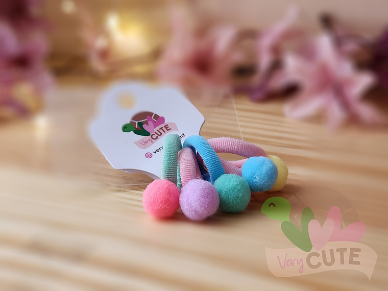 Set 5 Mini Colet PomPom Niña 1