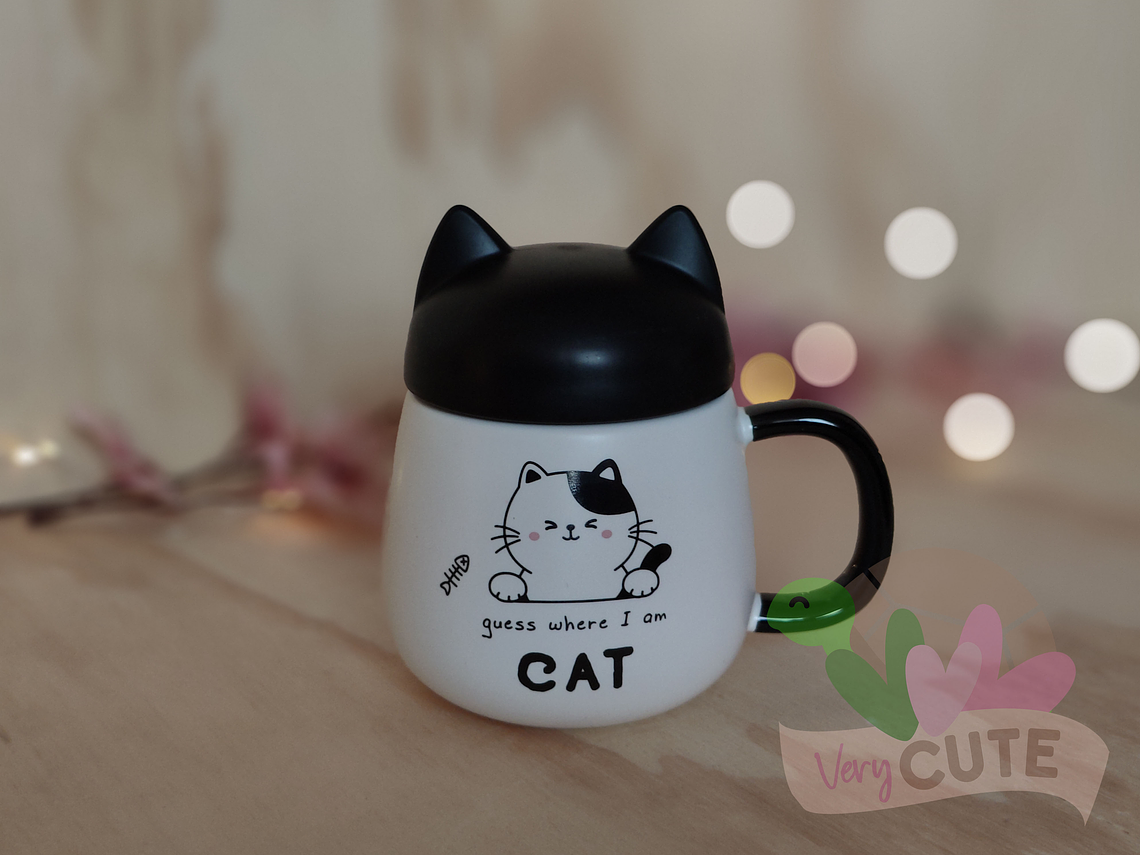  Tazón Gato con Tapa Negra 1