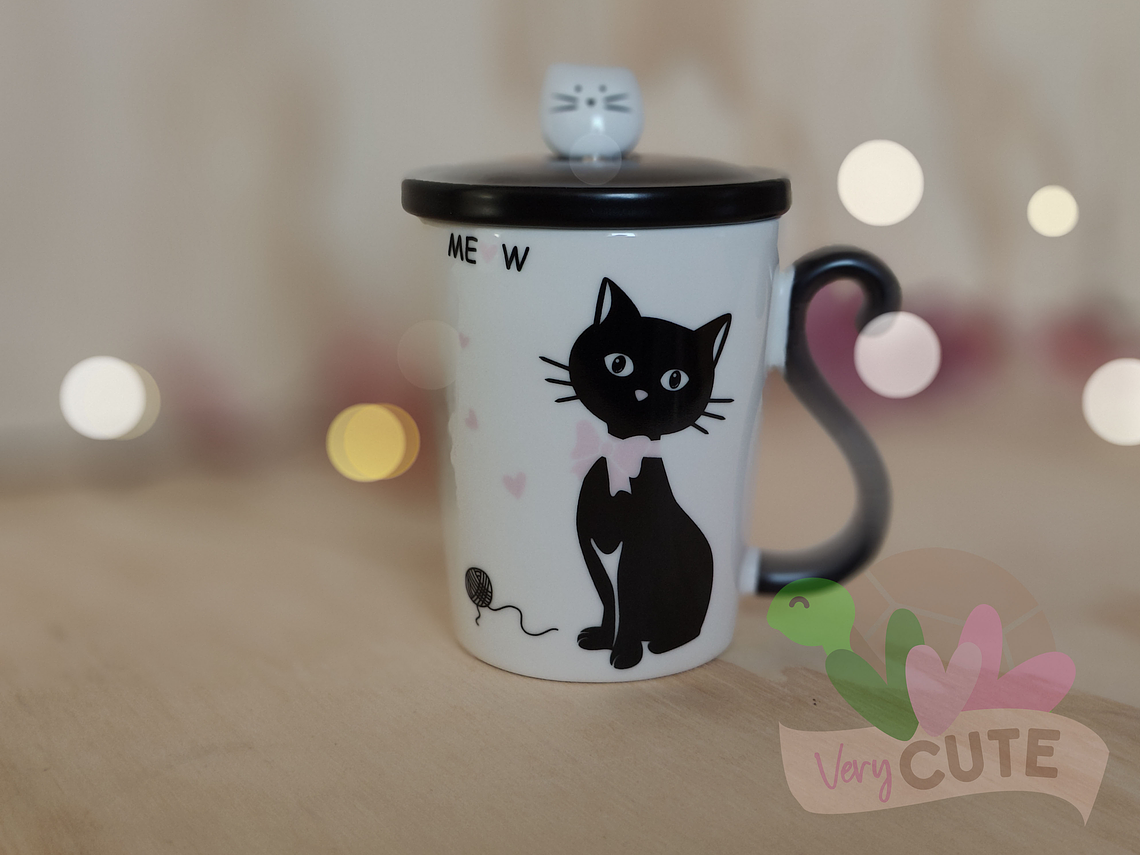 Tazón Gato Negro con Cola 1