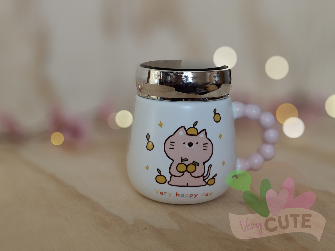 Tazon Gatito con tapa Plateada 1