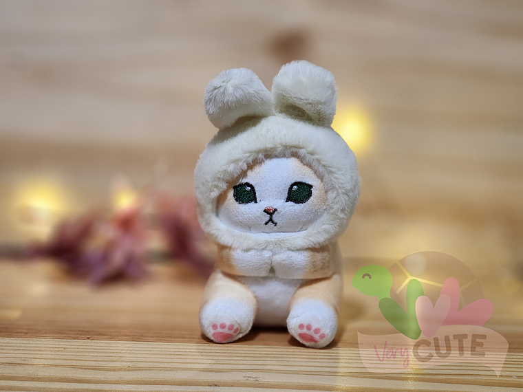 Llavero Peluche Gato Mofusand - Gorro Conejo 1