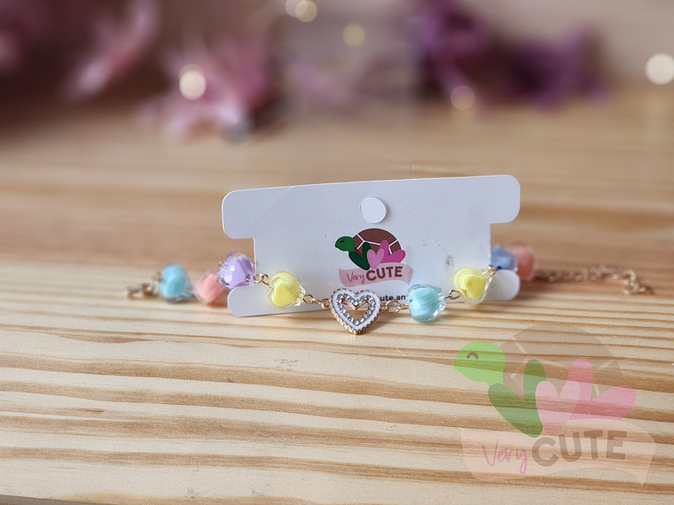 Pulsera Niña Corazones y Cristales 1