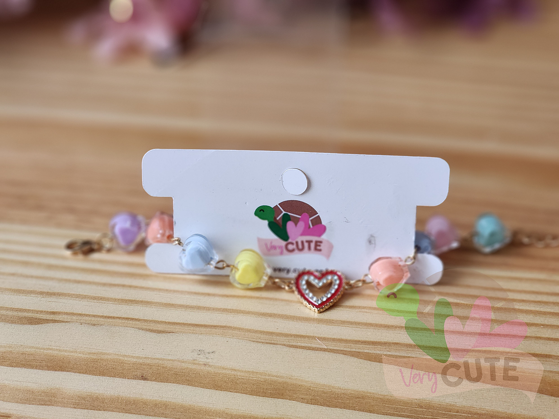 Pulsera Niña Corazones y Cristales 2