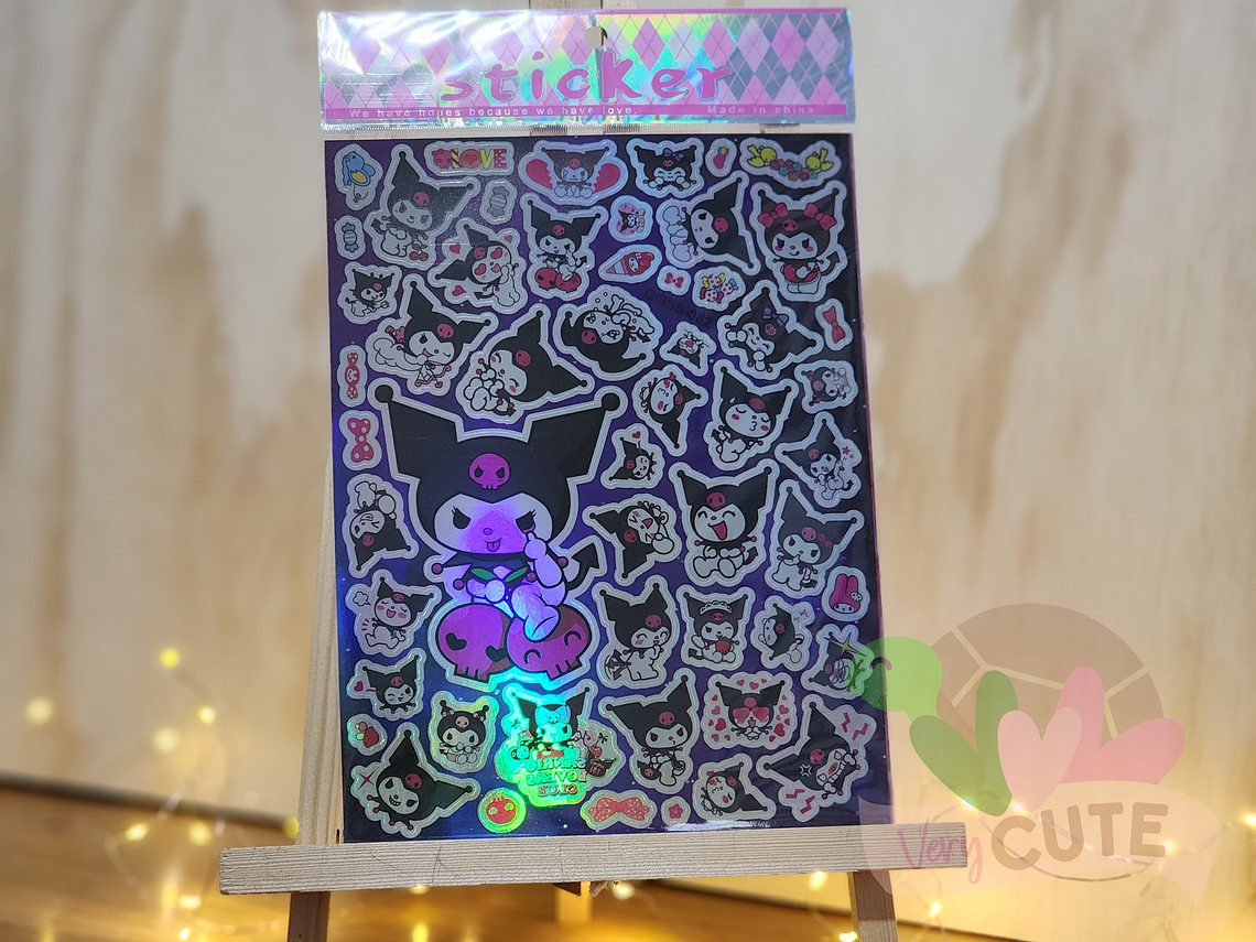 Lamina de Stickers Holograficos Kuromi - My Melody 1