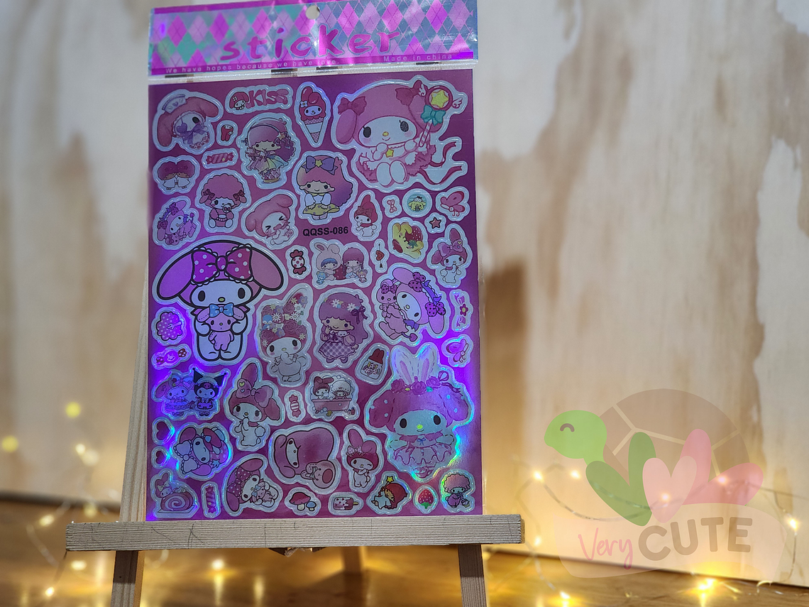 Lamina de Stickers Holograficos Kuromi - My Melody 2