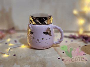  Tazón Gato Tapa Dorada