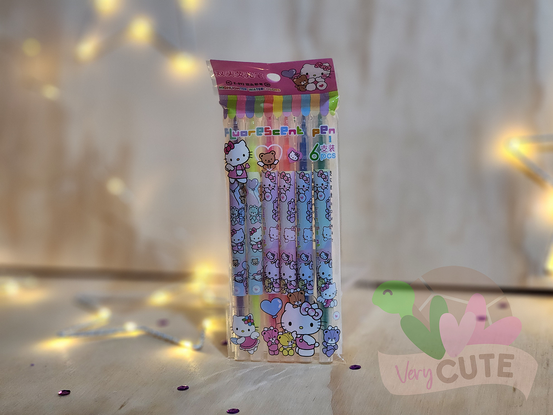 Destacadores Fluor Hello Kitty - 6 Colores 1