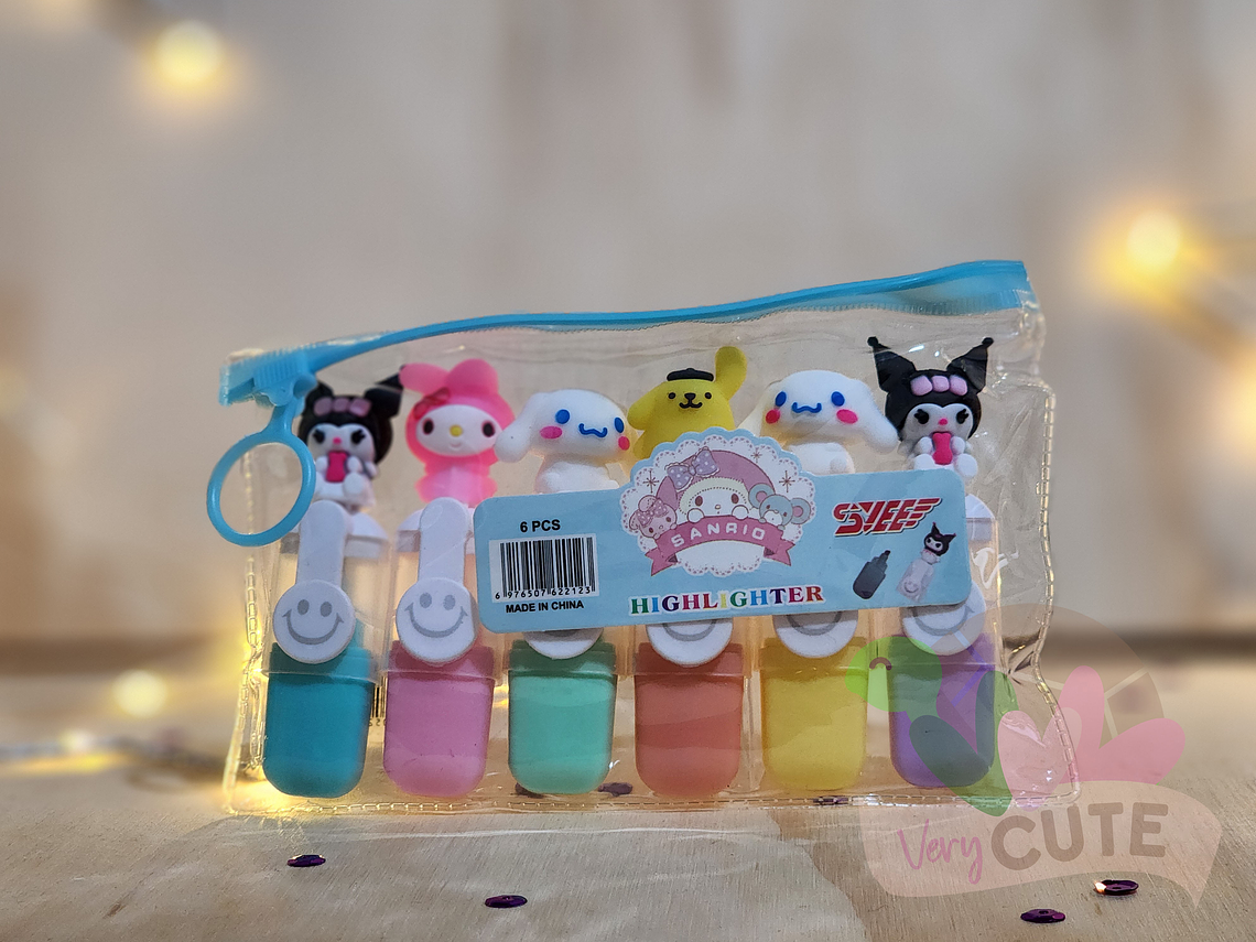 Destacadores Fluor Personajes Sanrio 6 Colores 1