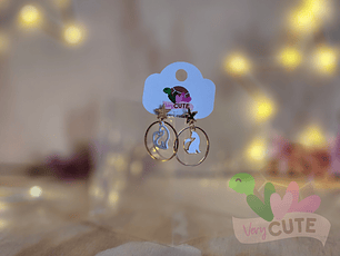 Aros Gato en Circulo Colgante