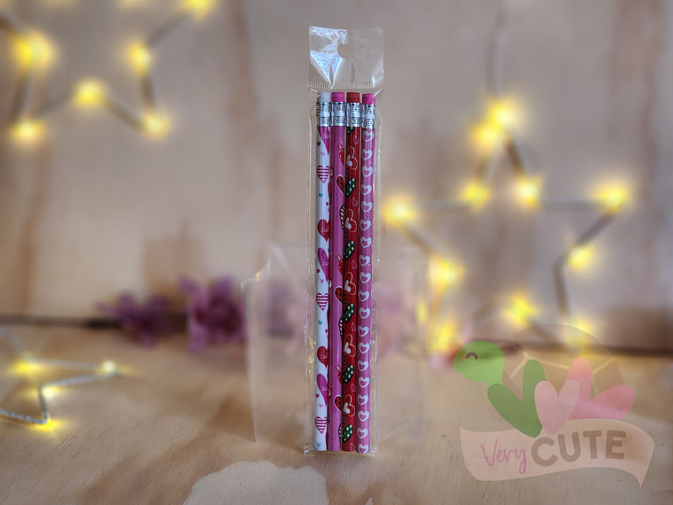 Set 4 Lápices Gráfitos Corazón 1