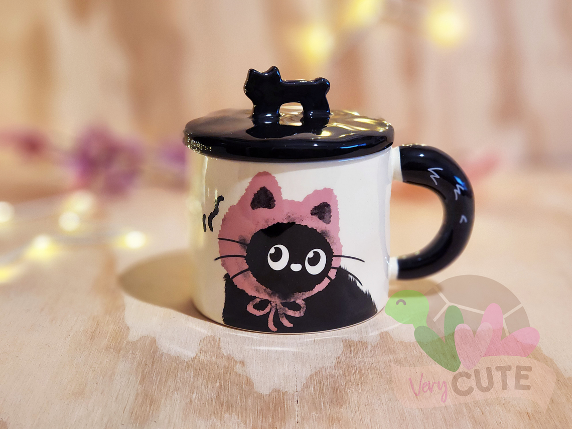 Tazón Gatito Negro con Gorrito 1