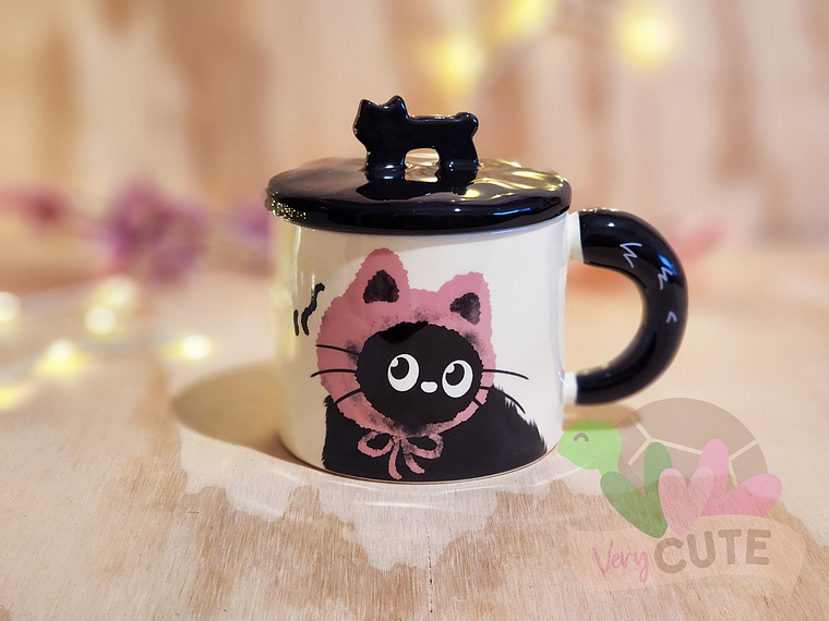 Tazón Gatito Negro con Gorrito 1