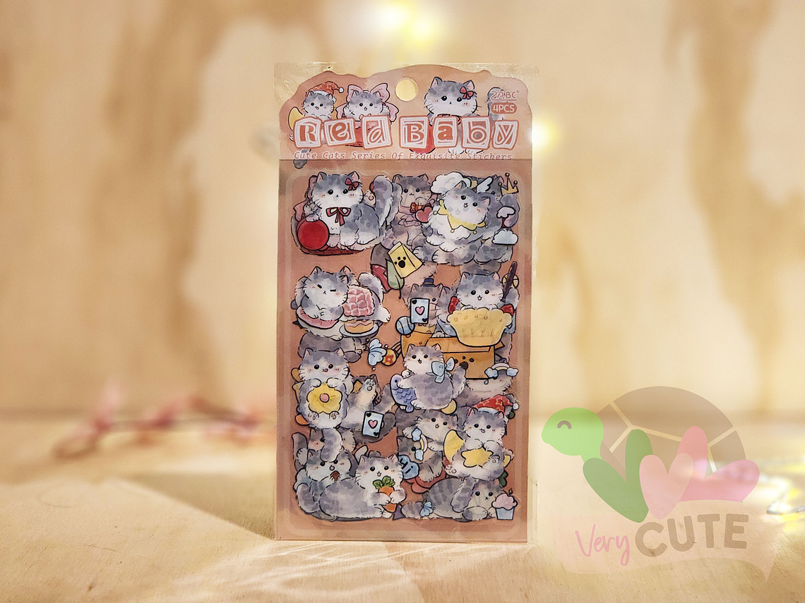 Stickers Cute Cats - 4 láminas 1