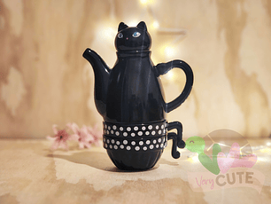 Set Tetera y Tazas - Gatito Negro
