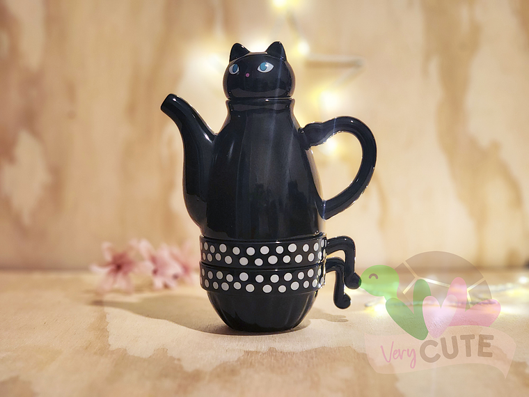Set Tetera y Tazas - Gatito Negro 1