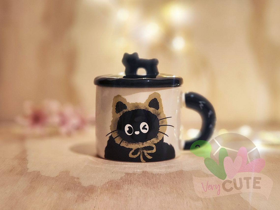 Tazón Gatito Negro con Gorrito 4