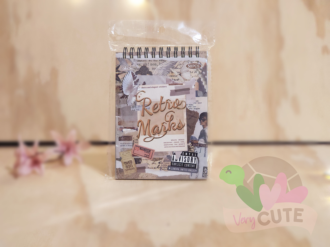 Libreta Argollada de Stickers Vintage – Journal Deco Aesthetic 1