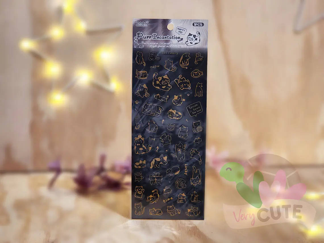 Stickers Gatitos Dorados – Black & Gold Cat Aesthetic 1