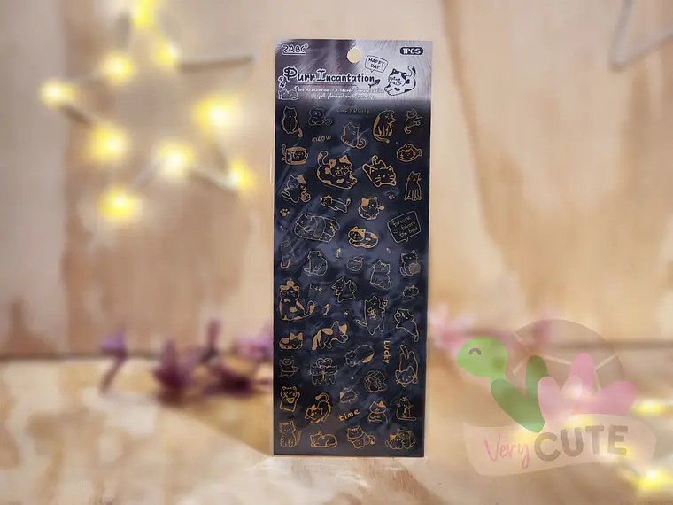 Stickers Gatitos Dorados – Black & Gold Cat Aesthetic 1