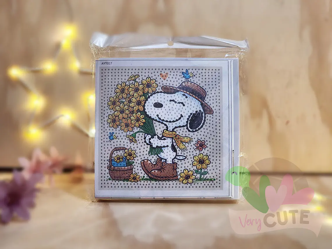 Set Pintura con Diamantes Con Marco - Snoopy 1