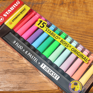 Set 15 destacadores Stabilo Boss original + deskset