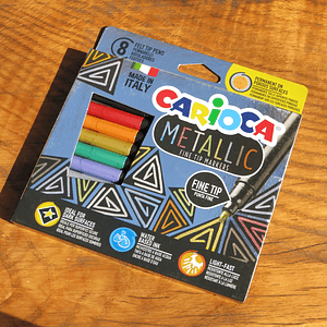 Carioca Metallic Fine Tip 8 Colores